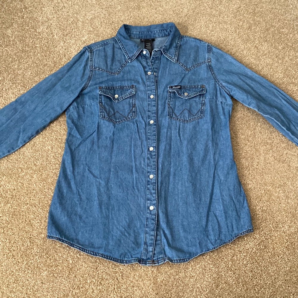Wrangler Retro denim pearl snap shirt